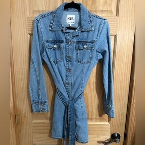 Zara long-sleeve denim dress